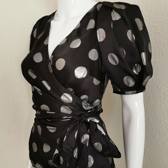 Diane Von Furstenberg Larryn Dotted Wrap Blouse - Picture 8 of 13